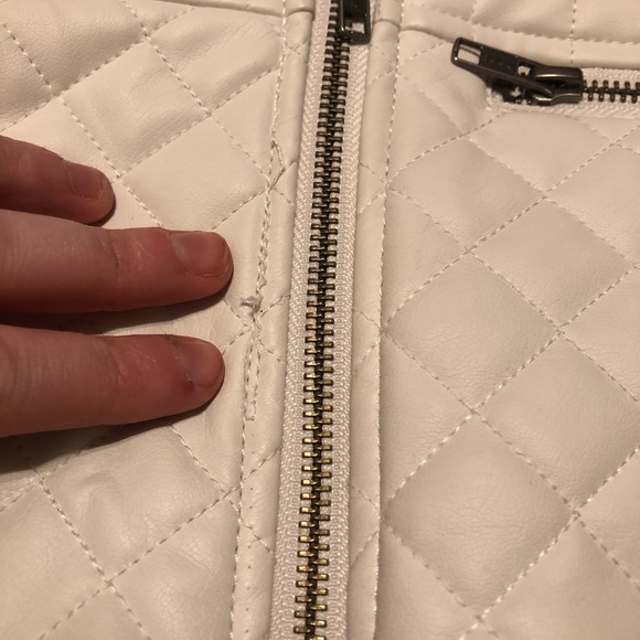 White Faux Leather Vegan Moto Jacket - Picture 3 of 8